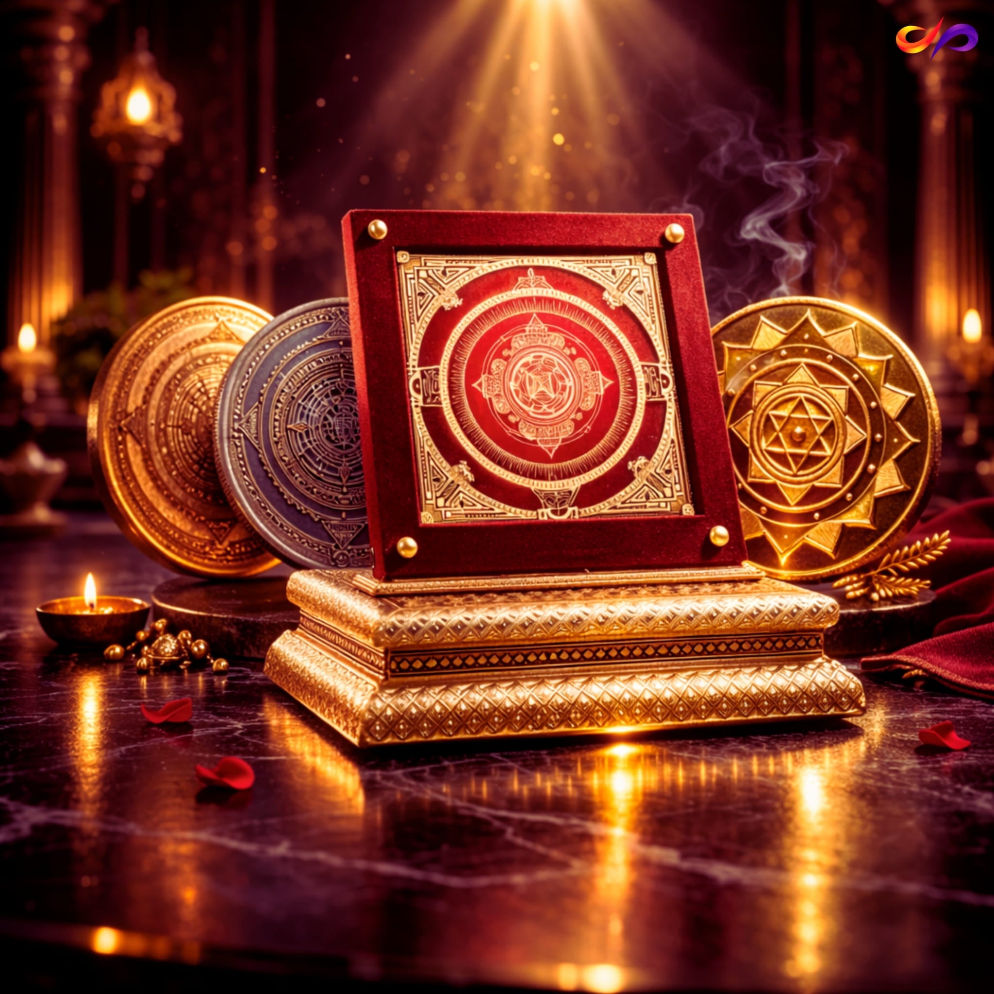 Lalitha Kanak Chakra + Akshay Kuber Vjra + Abhay Kuber Vjra + Rajlakshami Swarn Yantra