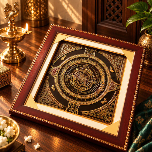 Dhan Aakarshan Mahayantra, wealth-attraction yantra by Yogi Adhiraaj — angled view