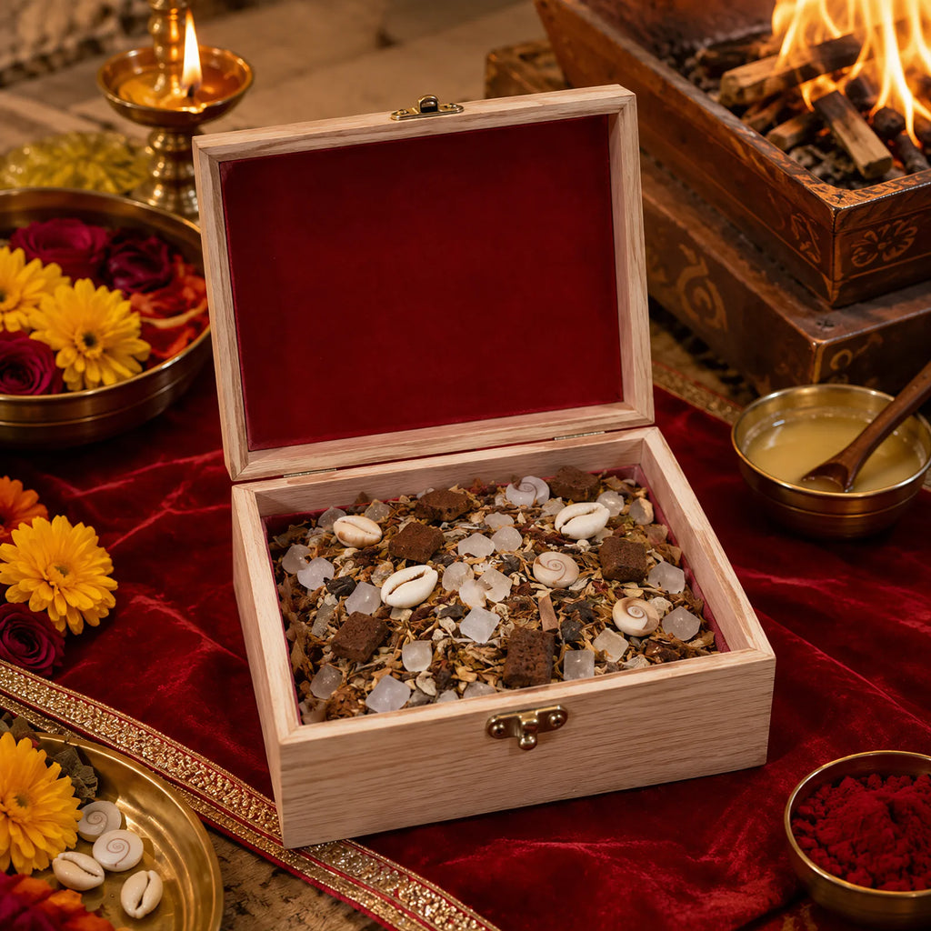 Sahastrakon Yantra Energy Kit by Yogi Adhiraaj — wooden box open