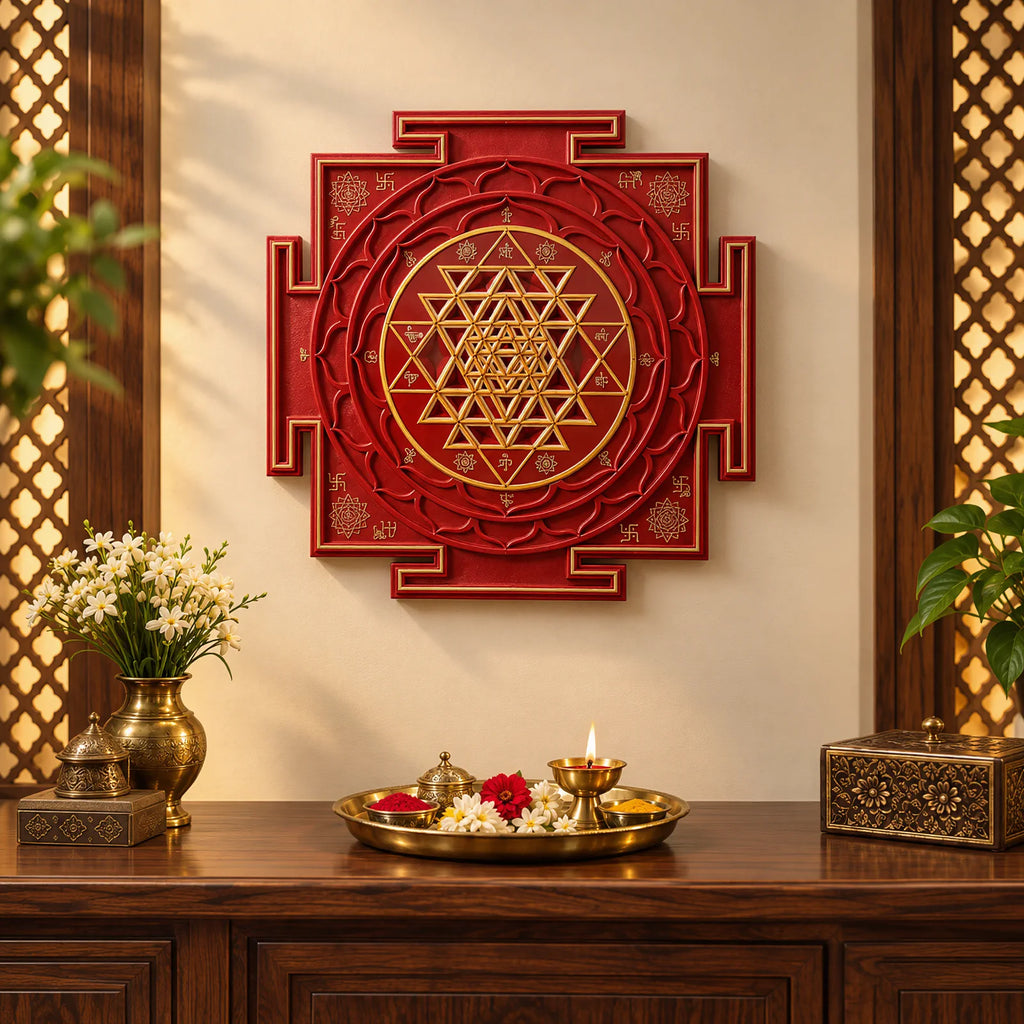 Karungali ShreeYantra, wall-mounted Shree Yantra by Yogi Adhiraaj — full view