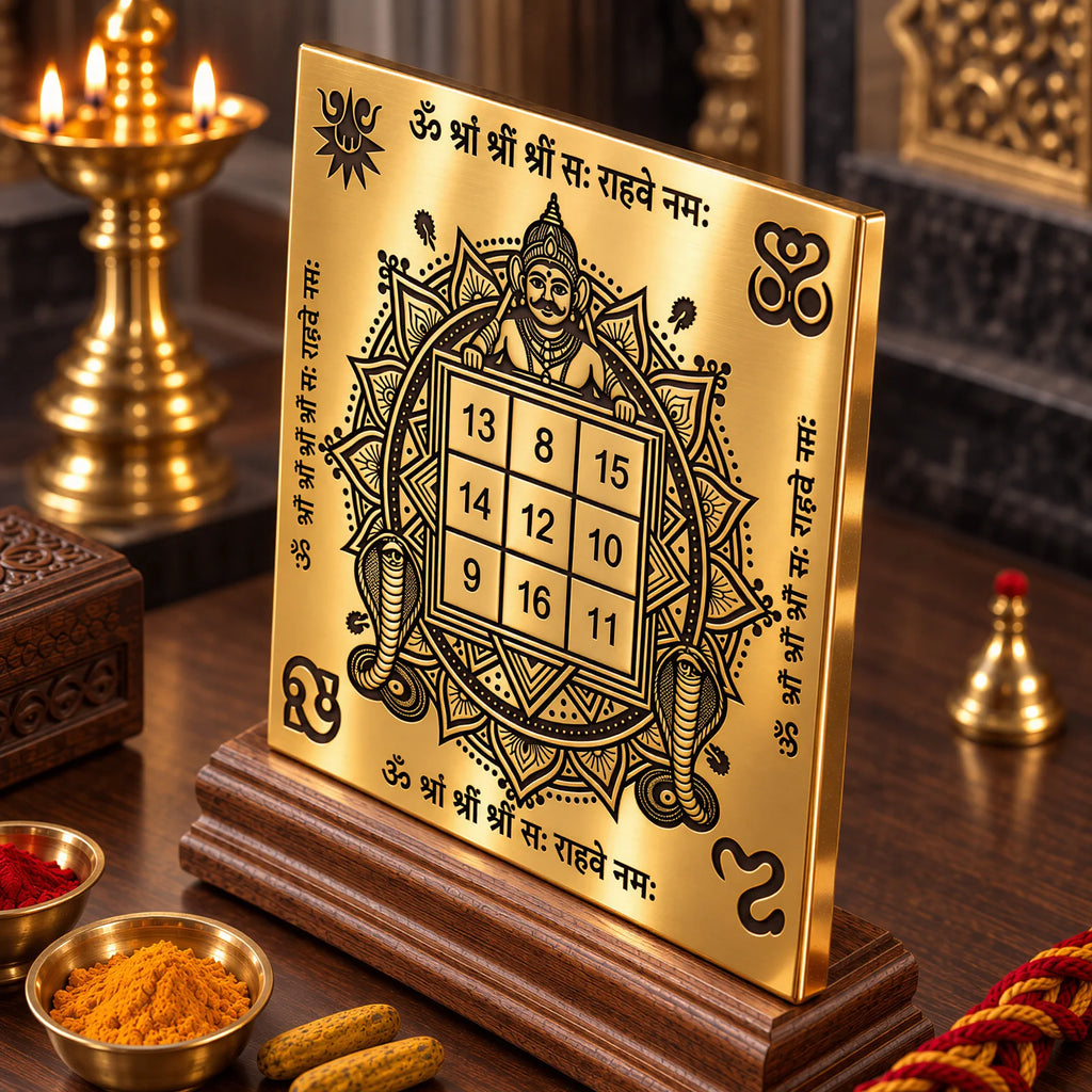 Rahu Yantra by Yogi Adhiraaj — close-up of mantra and magic square