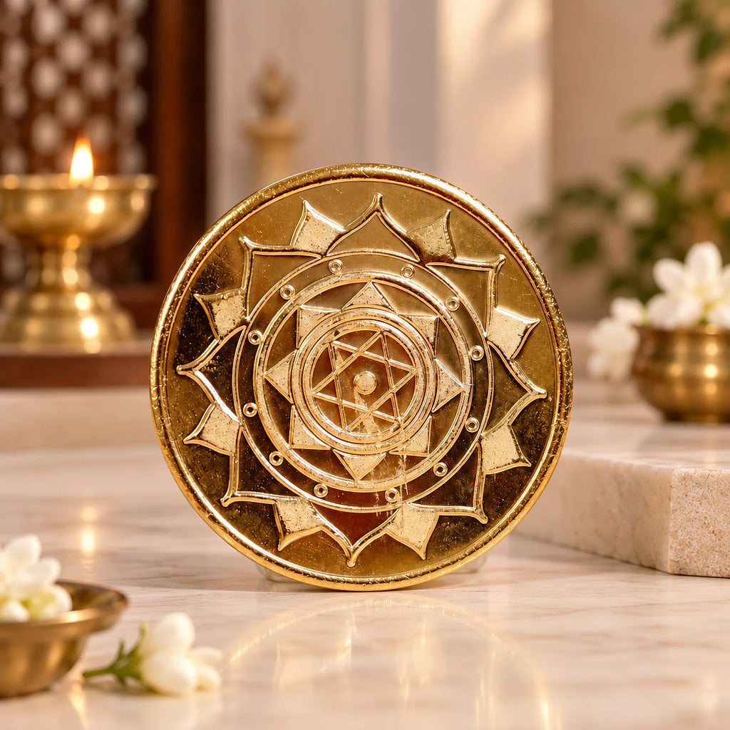 Rajlakshmi Suvarna Yantra, golden wealth yantra by Yogi Adhiraaj — presentation box